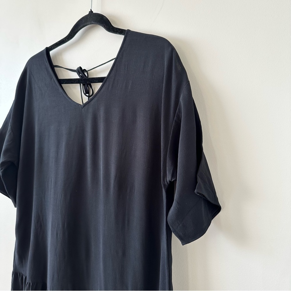 Eileen Fisher-Drop Waist Crepe Short Sleeve Dress (Size:Small) - Picture 9 of 12